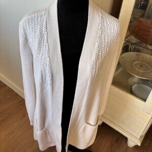 Alfani Ivory Knit Sequined Open Cardigan EUC Medium